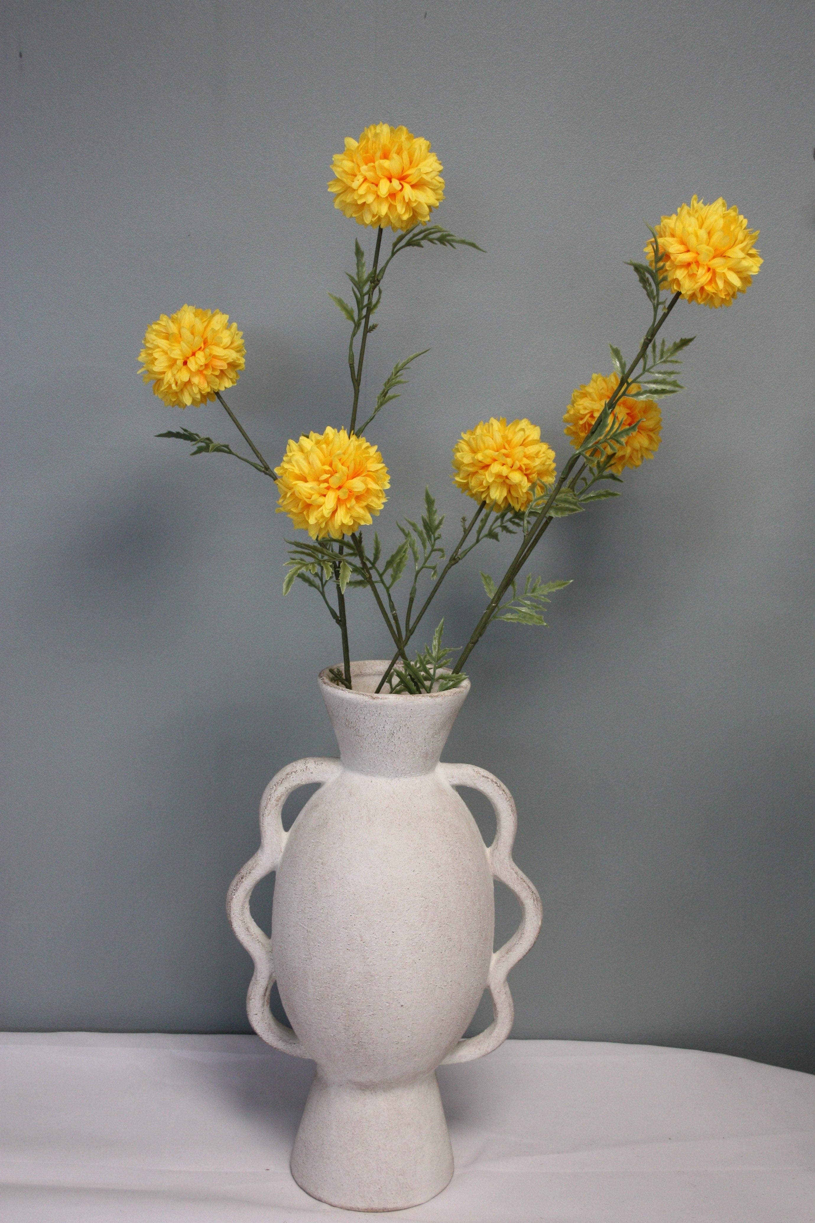 Zijden bloem Tagetes bloem geel 80 cm
