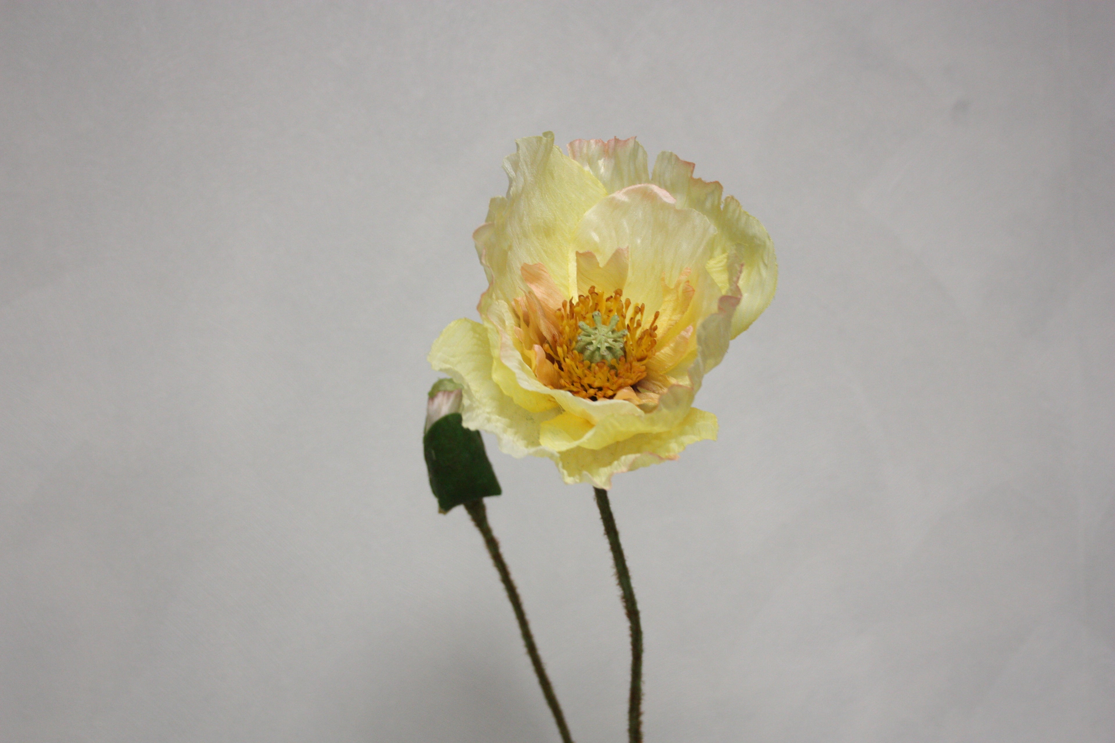 Zijden bloem Klaproos geel of paars 74 cm